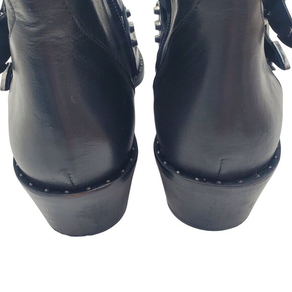 Italy Ivy Kirzhner Women's size 8 US Black Leather Silver Studded Ankle Boots 38 - Picture 4 of 13